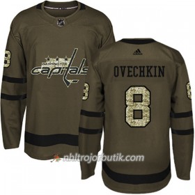 Män Ishockey Washington Capitals Tröja Alex Ovechkin 8 Adidas 2017-2018 Camo Grön Authentic